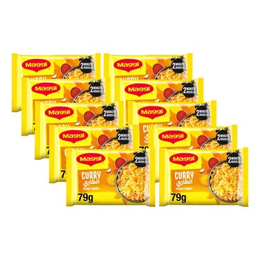 Maggi 2 Minute Curry Flavour Noodle, 79g Pack of 10