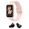 Samsung Galaxy Buds Core Truly Wireless Bluetooth In-Ear Earbuds with Charging Case + Samsung Galaxy Fit3 Smartwatch Combo, Pink