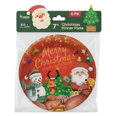 هوم برو، صحن عشاء كريسماس قابل للتصرف، أحمر/أخضر، 7 بوصة، 6 قطع