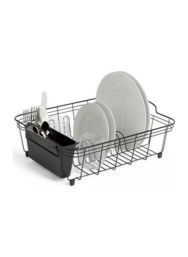 Dish Rack Pot   Compact Stainless Steel Kitchen Organizer for Plates, Utensils &amp; Cutlery   Space-Saving Dish Drainer (37x15cm)