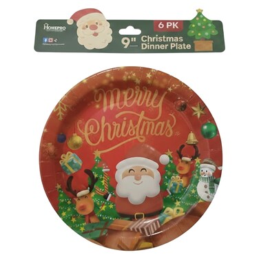 هوم برو، صحن عشاء كريسماس قابل للتصرف، أحمر/أخضر، 9 بوصة، 6 قطع