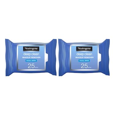 Neutrogena Deep Clean Make Up Remover Facial Wipes 25 Wipes, Pack of 2