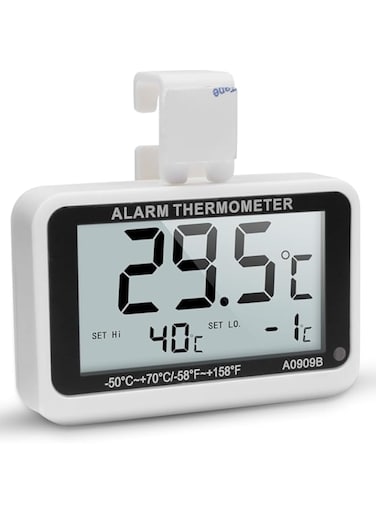 NALACAL Digital Refrigerator Thermometer Fridge Thermometer, Thermometer with Alarm and Maximum/Minimum Recording Function, Waterproof Fridge Freezer Thermometer