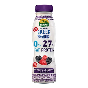 Nada Blackberry and Raspberry with Mixed Fruits Zero Fat Drinking Greek Yogurt, 330ml