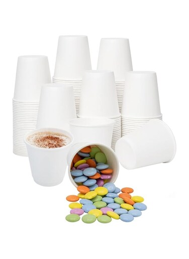 Duomama Disposable 3 oz Paper Cups for Bathroom and Snacks - Pack of 100, Ideal for Mouthwash, Hygiene, and On-the-Go Use