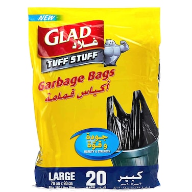Glad Tuff Stuff Garbage Bag Large &ndash; Black 70cm x 80cm (110L) 20 PCS