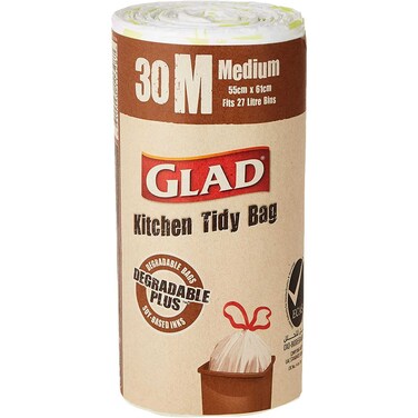 غلاد أكياس قمامة للمطبخ ، 30 كيسًا، متوسطة، 27 لترًا، 55×61 سم
