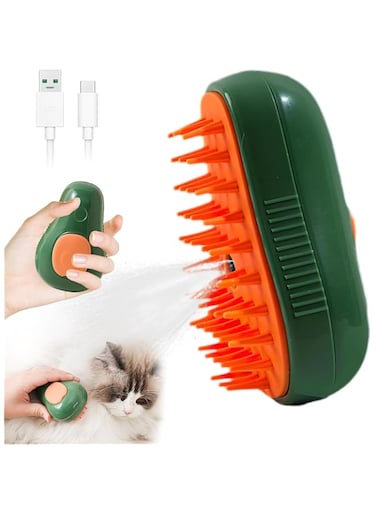 vercapm Steamy Cat Brush, 3 in 1 Cat Steamy Brush, Electric Cat Steam Brush, Cat Grooming Brush Silicone Self Cleaning Steam Brush for Massage,Clean and Removing Loose Hair