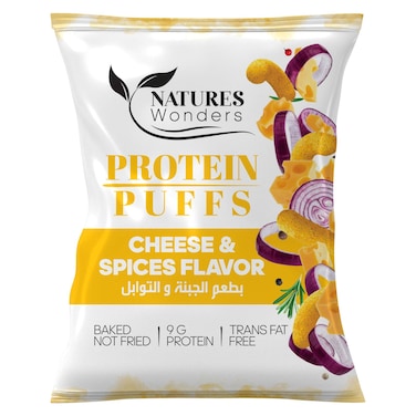 Natures Wonders Cheese and Spices Flavour Protein Puffs, 60g