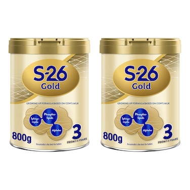 S-26 Gold Growing Up Formula Milk, Stage 3, 1-3 Years, 800g Pack of 2