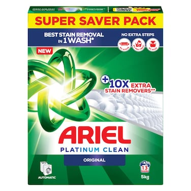 Ariel Platinum Clean Detergent Powder for Front Load Washing Machine, Original, 5kg (13 Washes)