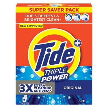 تايد تريبل باور مسحوق غسيل للغسالات ذات التحميل الأمامي، برائحة أصلية ، 5 كغ