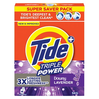 تايد تريبل باور مسحوق غسيل للغسالات ذات التحميل الأمامي، برائحة اللافندر، 5 كغ