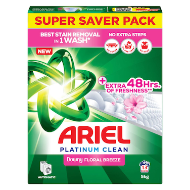 Ariel Platinum Clean Detergent Powder for Front Load Washing Machine, Downy Floral Breeze, 5kg (13 Washes)