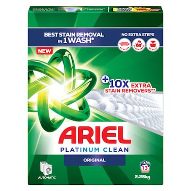 Ariel Platinum Clean Detergent Powder for Front Load Washing Machine, Original, 2.25kg (13 Washes)