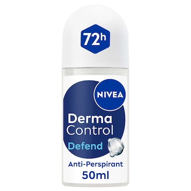 NIVEA Derma Control Defend Extra Comfort Anti-Perspirant Roll-On, with Pure Hyaluron and Pro-Vitamin B5, 72H Protection, 50ml