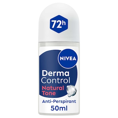 NIVEA Derma Control Natural Tone Anti-Perspirant Roll-On, with Pure Hyaluron and Vitamin C, 72H Protection, 50ml