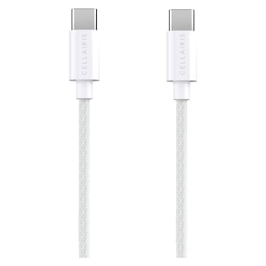 سيليريس برايم كابل شحن ومزامنة بيانات مصنوع من النايلون USB نوع C إلى USB نوع C ـ 2 متر، 240 واط - أبيض