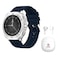 Swiss Military DOM 7 Smartwatch, Silver Frame with Blue Silicone Strap + Swiss Military Victor 6 Truly Wireless Bluetooth In-Ear Earbuds, Blue