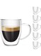 6Pcs -350ML Borosilicate Double Wall Glass with Handle Clear