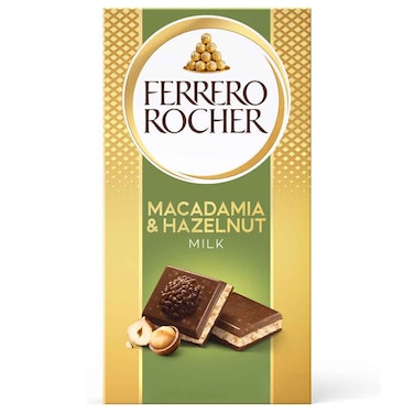 Ferrero Rocher Macadamia and Hazelnut Milk Chocolate, 90g