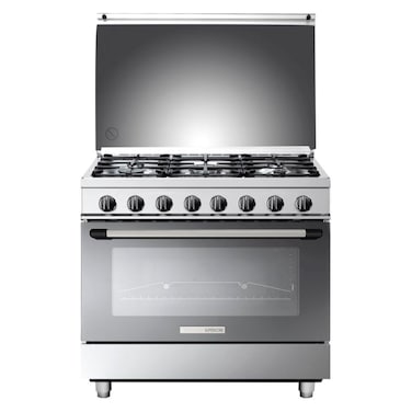 Tecnogas Superiore Cooker TCP396GG52KX, 90 cm, Cast Iron, Stainless Steel and Black, 5 Burners