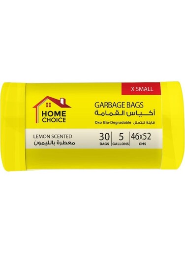 CHOICE 5 Gallons Scented-LEMON, Pack of 30-Pieces, Size 46*52 cm Scented Trash Bags, Bio-degradable Garbage Bags Roll,Bin Liners