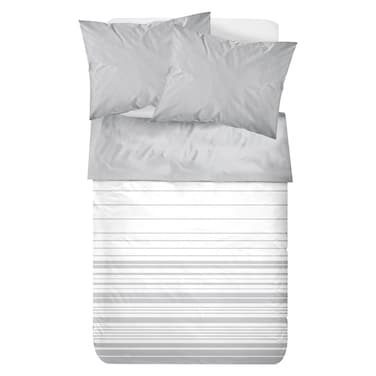 كاسا طقم ملاءات قطنية مخططة، رمادية، 220×270 سم