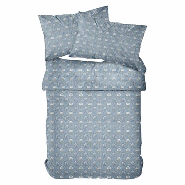 كاسا طقم غطاء لحاف قطن - أزرق هندي، 240×220 سم