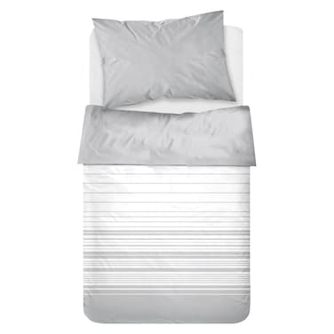 كاسا طقم ملاءات قطنية مخططة، رمادي، 160×270 سم