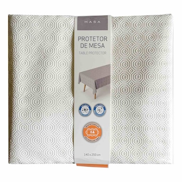 كاسا واقي طاولة من مزيج البولي فينيل كلوريد، أبيض، 140 × 250 سم