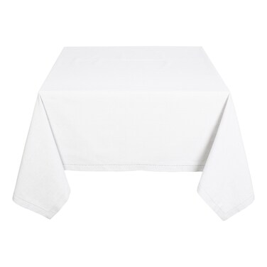 كاسا مفرش طاولة قطني مقاوم للبقع، أبيض، 150 × 200 سم