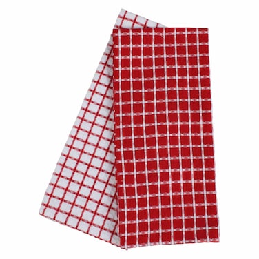 Kasa Cotton Blend Kitchen Cloths, Red Squares, 40x60cm, 2 PCS