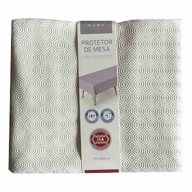 كاسا واقي طاولة من مزيج البولي فينيل كلوريد، أبيض، 140 × 300 سم