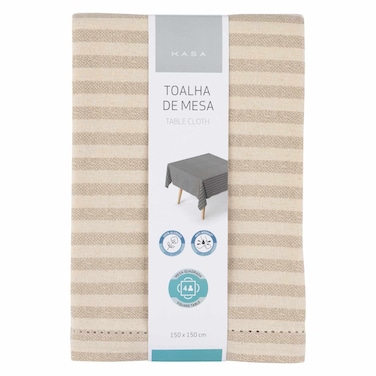 كاسا مفرش طاولة قطني مقاوم للبقع، رمادي، 150×150 سم