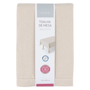 كاسا مفرش طاولة من القطن، بيج شامبراي، 150 × 200 سم
