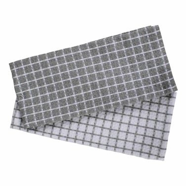 كاسا مناشف مطبخ من مزيج القطن، مربعات رمادية، 40 × 60 سم، قطعتان