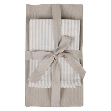 كاسا فوط قطنية فردية من كاسا، 4 قطع + واقي قطني، مخطط بيج، 4 قطع