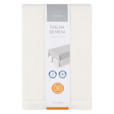 Kasa Anti Stain Cotton Table Cloth, White, 150x250cm