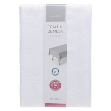 Kasa Cotton Table Cloth, White Jacquard, 150x200cm