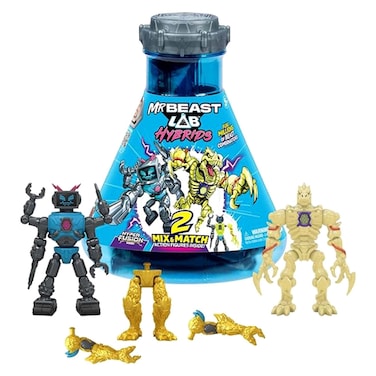 MrBeast Lab Hybrids Hyper Fusion Series Lab-Bot Versus GID Skeleton Action Figures