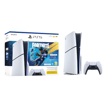 Sony PlayStation 5 Disc Console, Slim, Standard Edition, with DualSense Wireless Controller and Fortnite Game Voucher Bundle