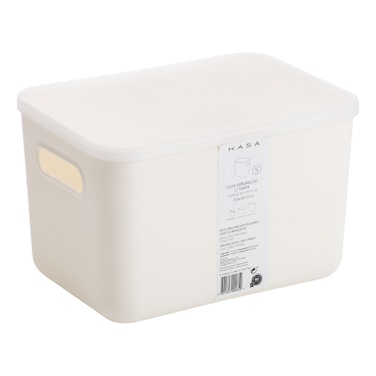 Kasa Plastic Storage Box with Lid, White, Small