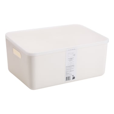 Organization Plastic Box with Lid, White, Medium