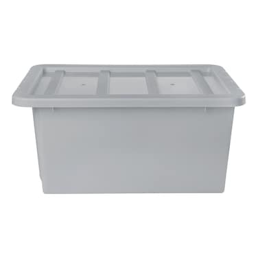 صندوق تخزين منظم مع غطاء - رمادي 42 لتر