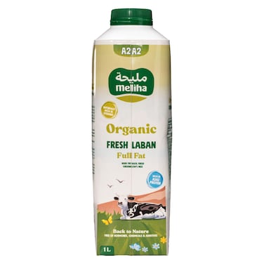 Meliha Full Fat Organic Fresh Laban, 1L