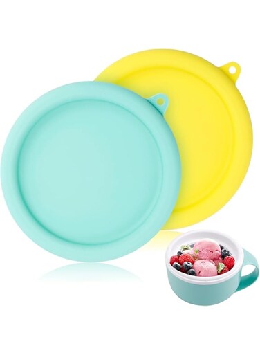 2Pcs Silicone Lid for Dash My Mug Ice Cream Maker Machine, Replacement Food Storage Lids, Reusable Ice Cream Maker Storage Lid, for Dash Ice Cream Maker Mug Accessories