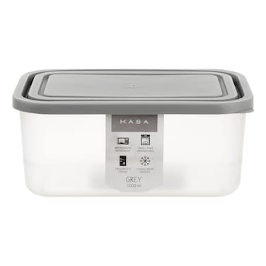 كاسا صندوق البلاستيكي المستطيل المحكم، رمادي، 1 لتر