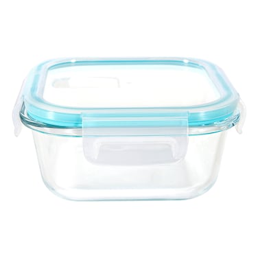 Kasa Pump Glass Square Airtight Box, 450ml