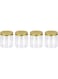 4-Pcs Food Storage Jars, Clear Plastic Canisters with Gold Lids, 300ml/8.5oz Refillable Round Jars for Spices, Snacks, Candy, Pantry Organizer, DIY Crafts &ndash; Containers for Home, Kitchen, &amp; Travel